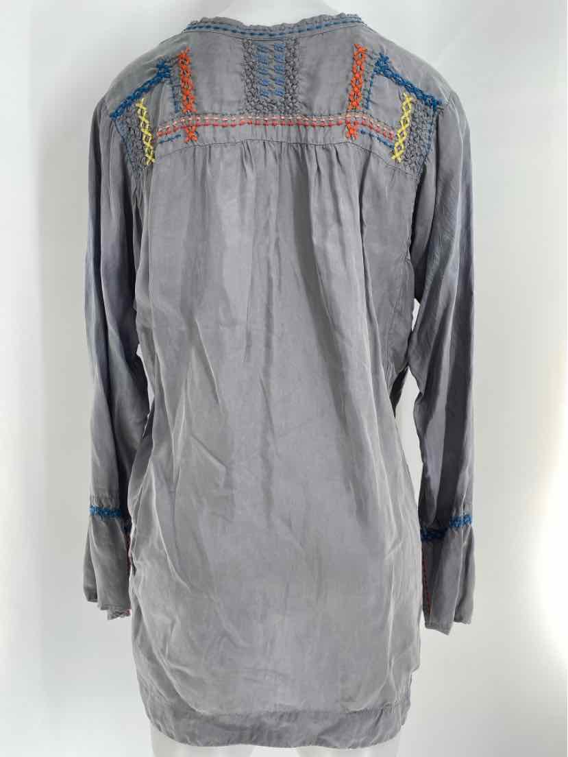 Size S Johnny Was Gray Silk Shirt