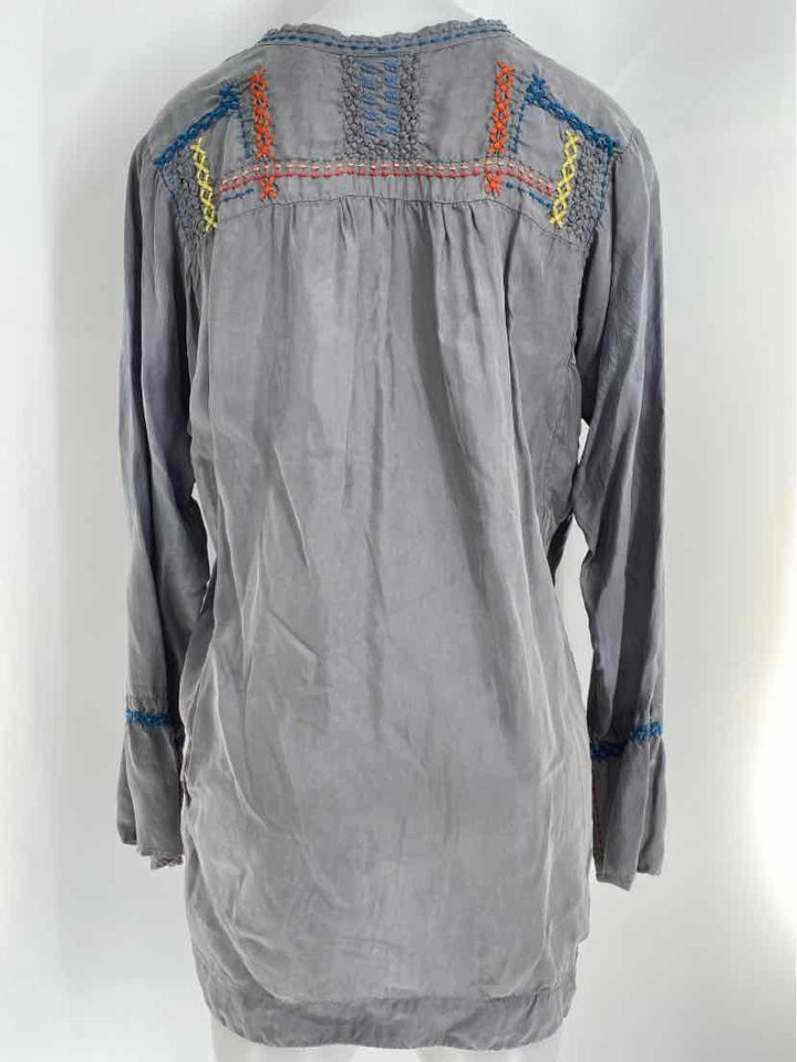 Size S Johnny Was Gray Silk Shirt