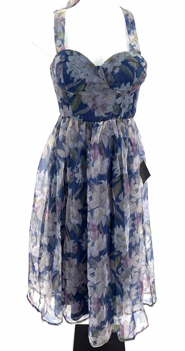 Size M LULUS Blue Print Dress