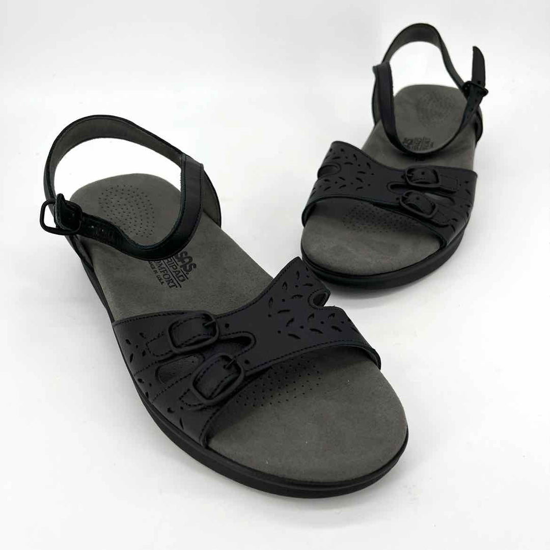Shoe Size 9 SAS Black Leather Sandals