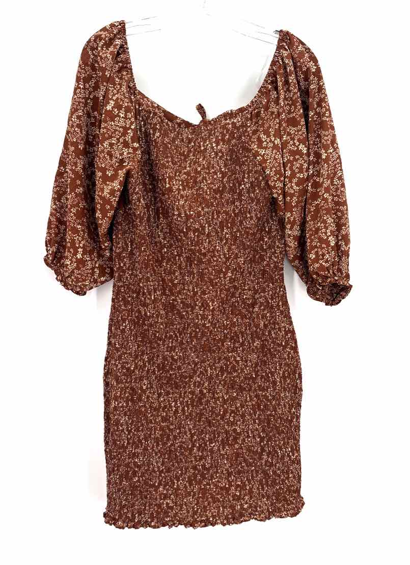 Size 2X Brown Print Dress
