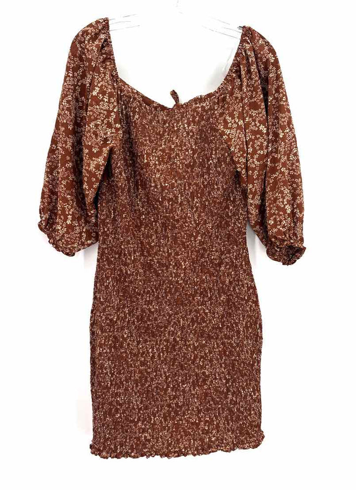 Size 2X Brown Print Dress