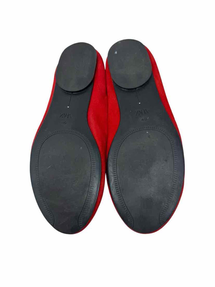 Shoe Size 9 ZARA Red Leather Flats