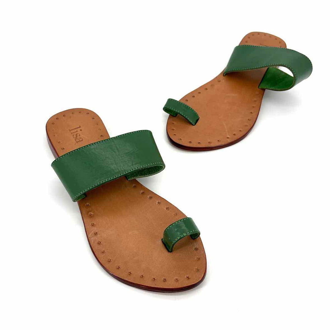 Shoe Size 6 Green Leather Sandals