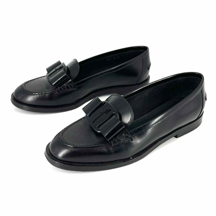 Shoe Size 8 FERRAGAMO Black Leather Luxury - Mules