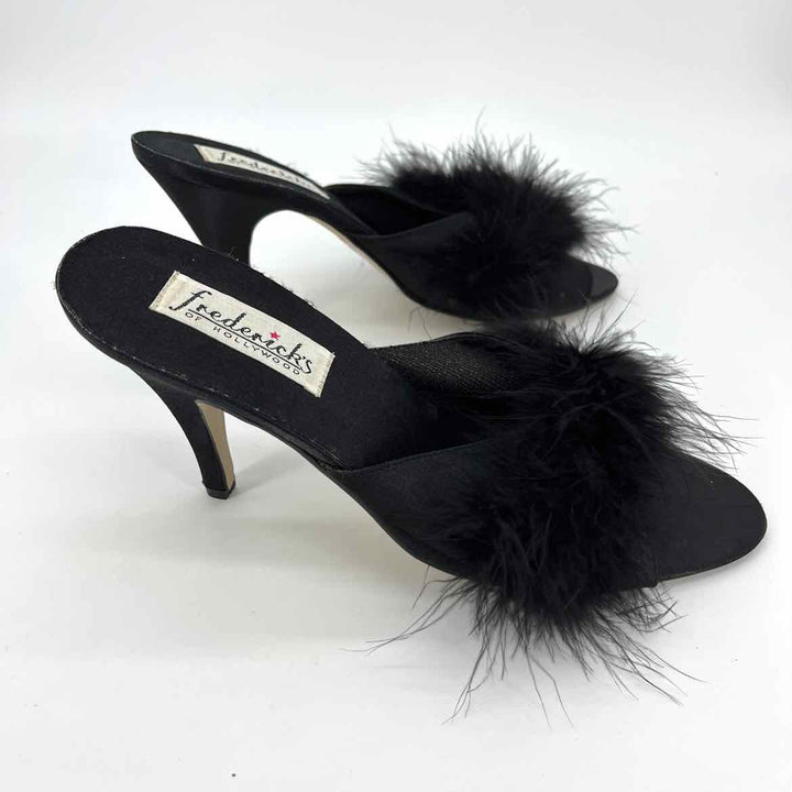 Shoe Size 9 Black Satin Pumps