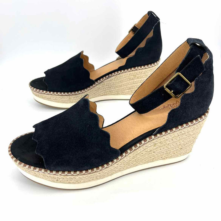 Shoe Size 11 CROWN VINTAGE Black Leather Wedge