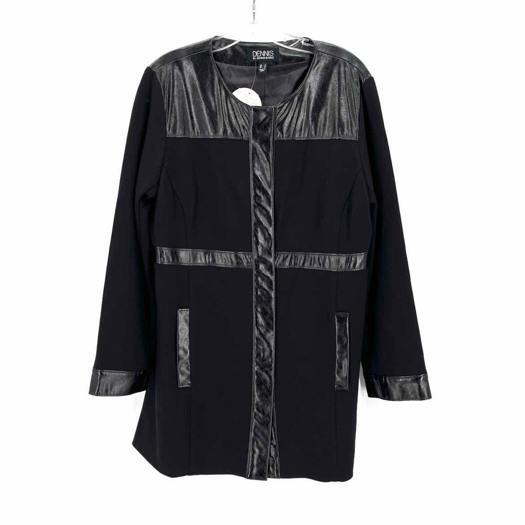 Size M DENNIS BASSO Black Faux Leather Jacket