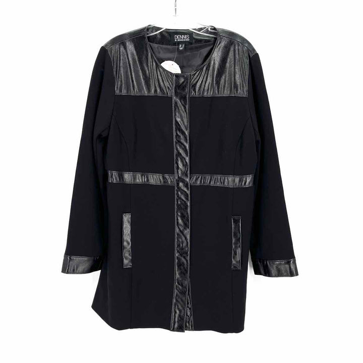 Size M DENNIS BASSO Black Faux Leather Jacket