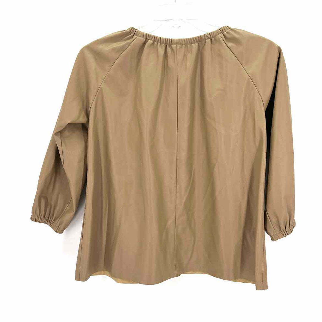 Size S Tan Faux Leather Shirt