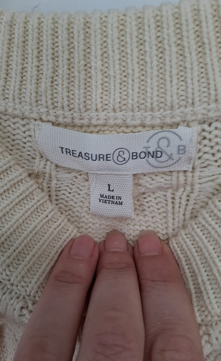 Size L TREASURE &amp; BOND Ivory Knit Sweater