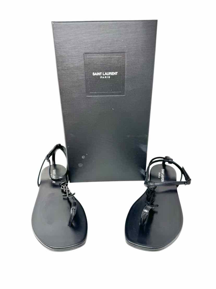 Shoe Size 38.5 SAINT LAURENT Black Leather Luxury - Sandals