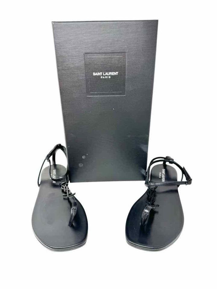 Shoe Size 38.5 SAINT LAURENT Black Leather Luxury - Sandals
