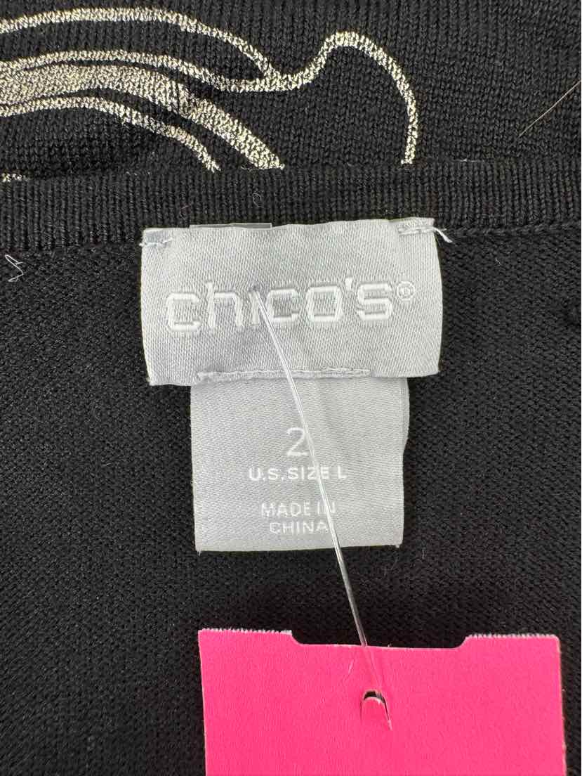 Size L Chico's Black Print Shirt