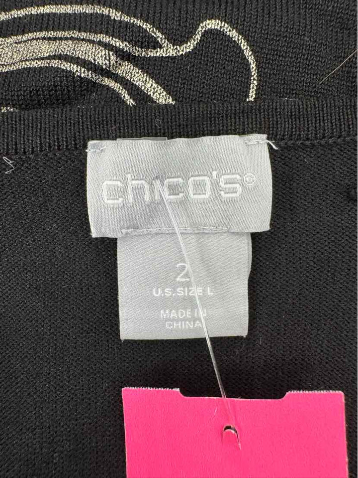 Size L Chico's Black Print Shirt