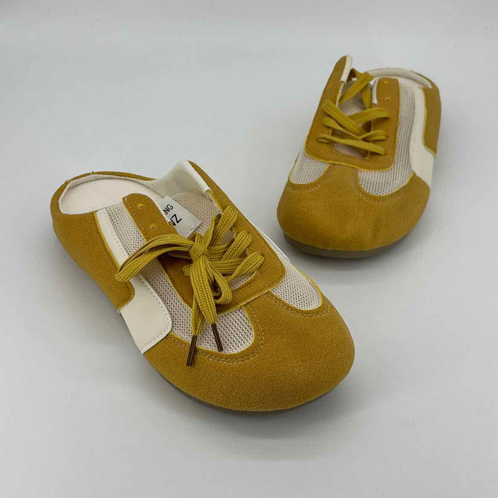 Shoe Size 9 Yellow Faux Leather Mesh Sneakers