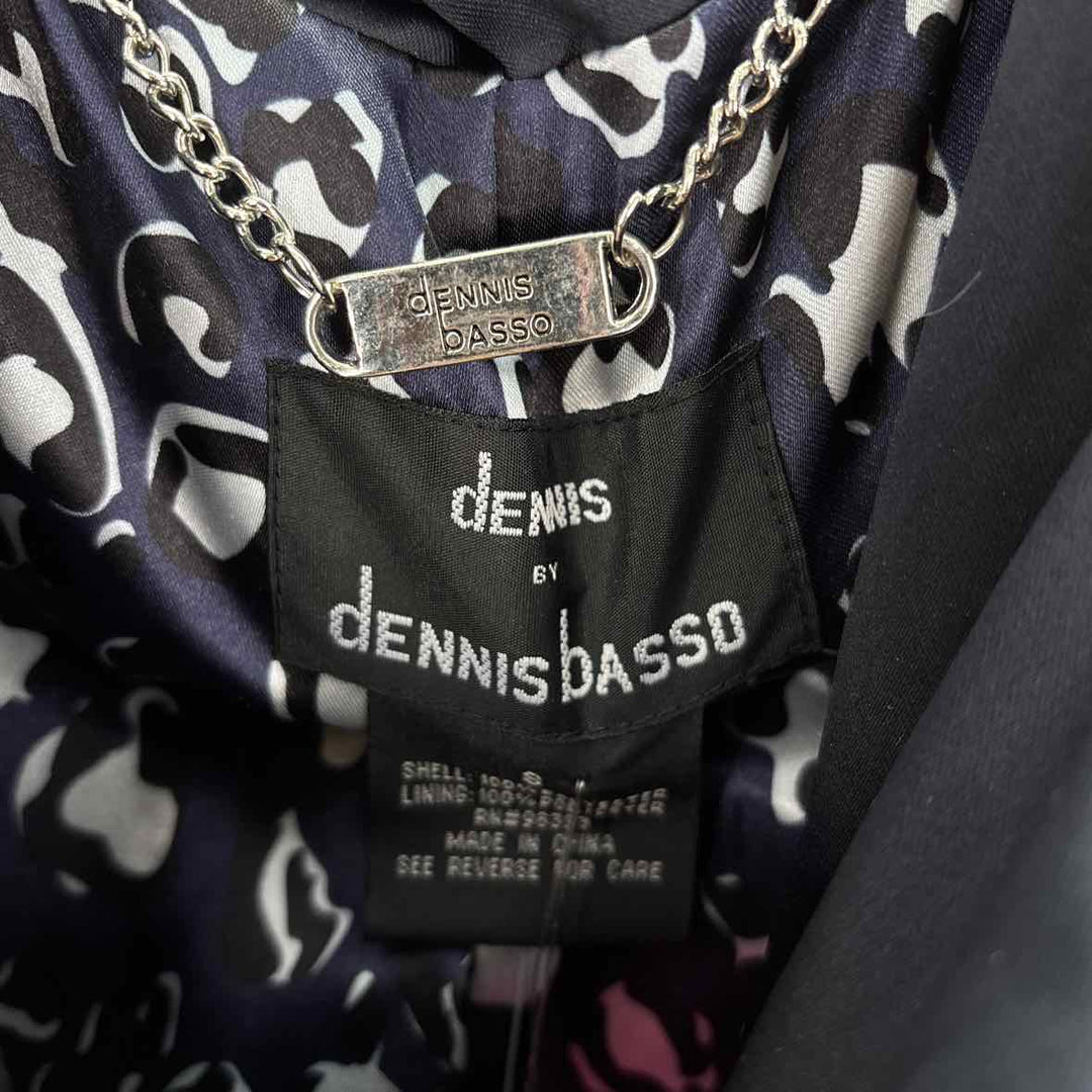 Size S DENNIS BASSO Navy Sateen Jacket