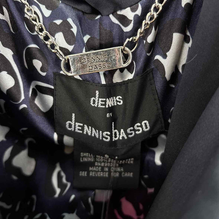 Size S DENNIS BASSO Navy Sateen Jacket
