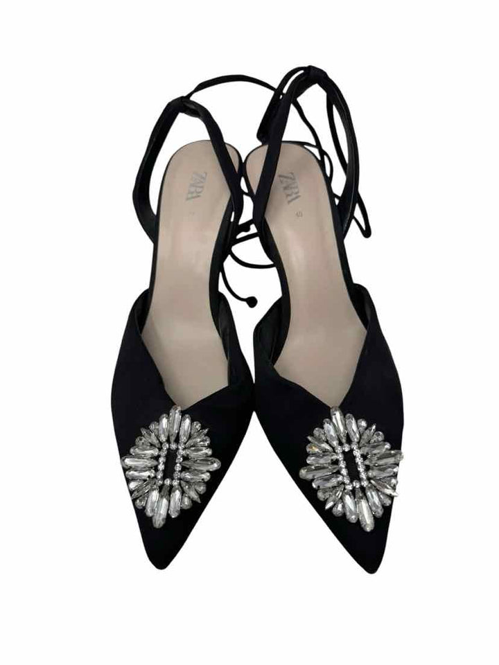 Shoe Size 40 ZARA Black Sateen Pumps