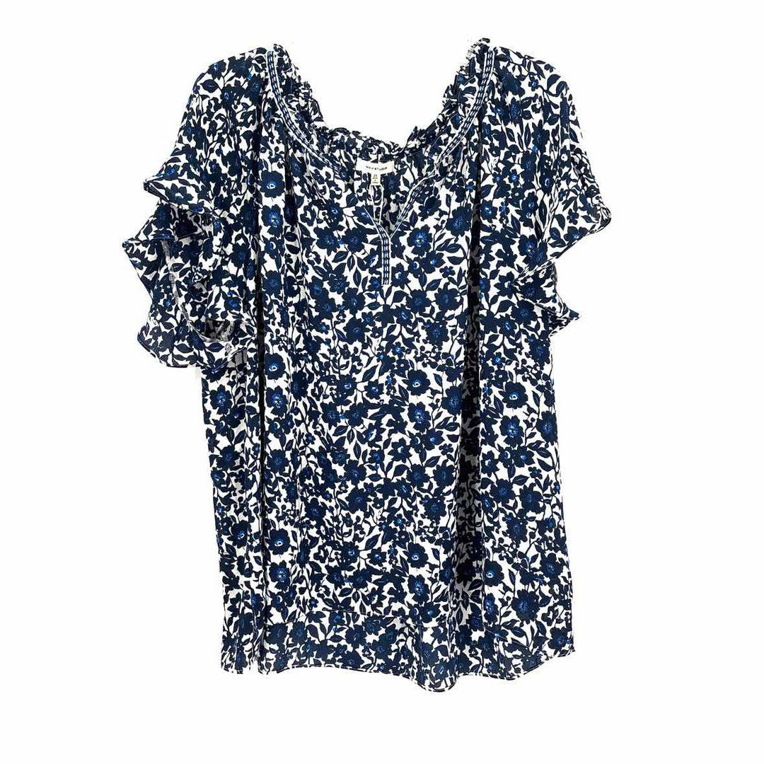Size 2X MAX STUDIO Navy Print Shirt