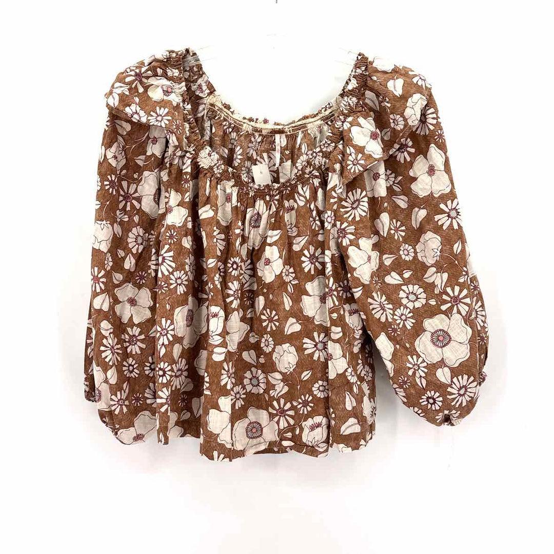 Size XS FREE PEOPLE Brown Print Shirt