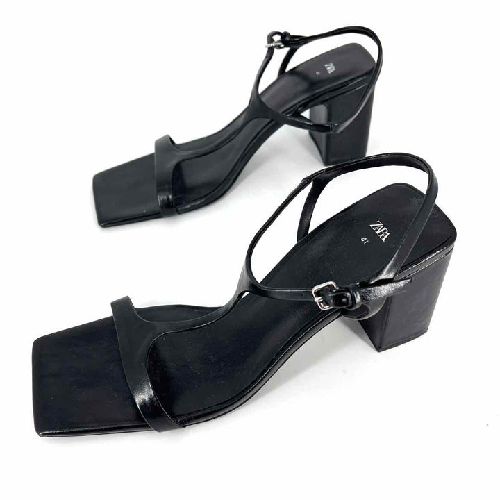 Shoe Size 41 ZARA Black Faux Leather Sandals