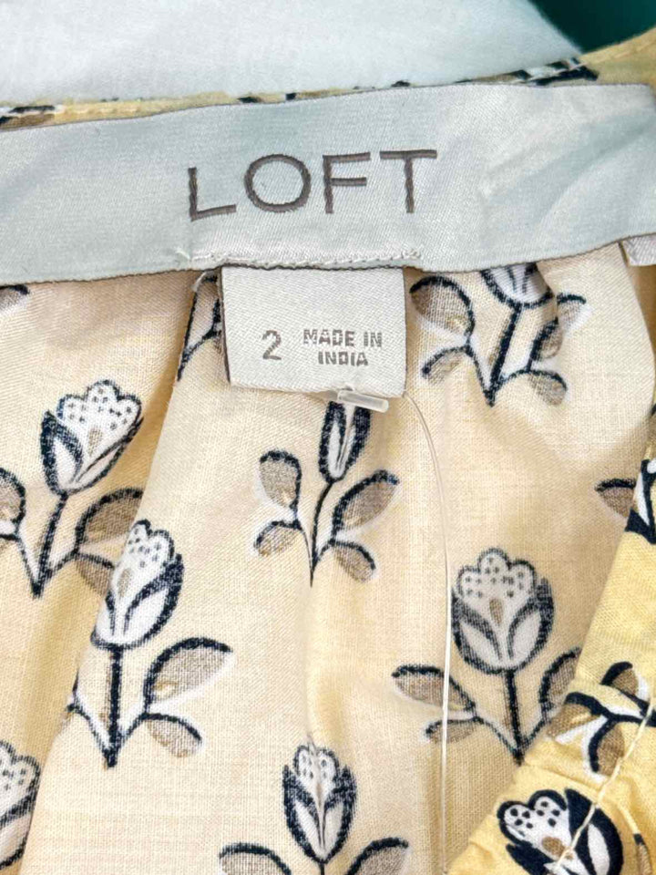 Size 2 LOFT Yellow Print Dress