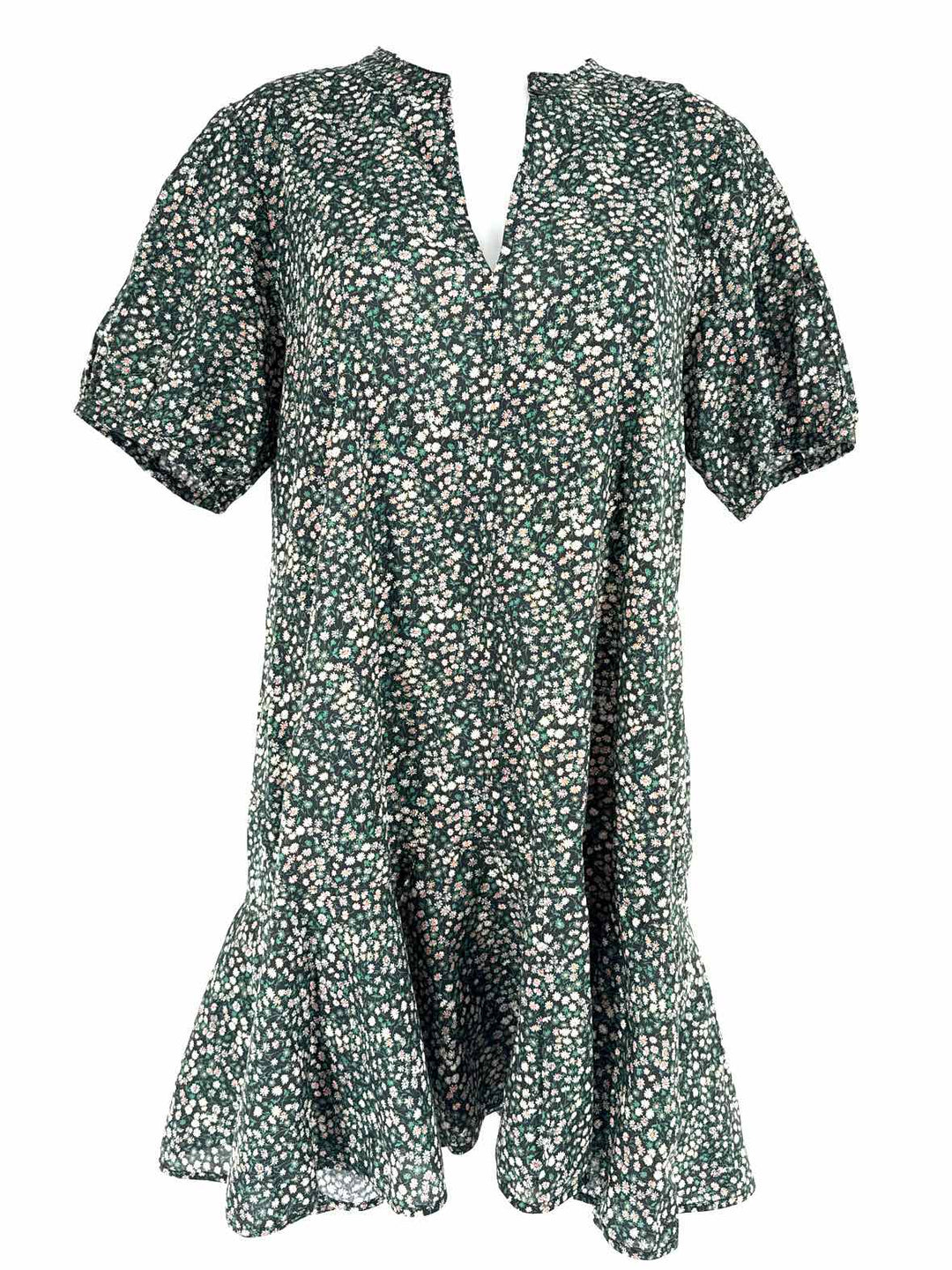 Size M J Crew Green Print Dress