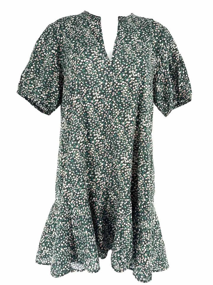 Size M J Crew Green Print Dress