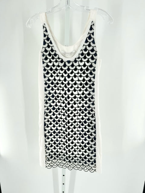 Size 0 DIANE VON FURSTENBERG White Print Dress