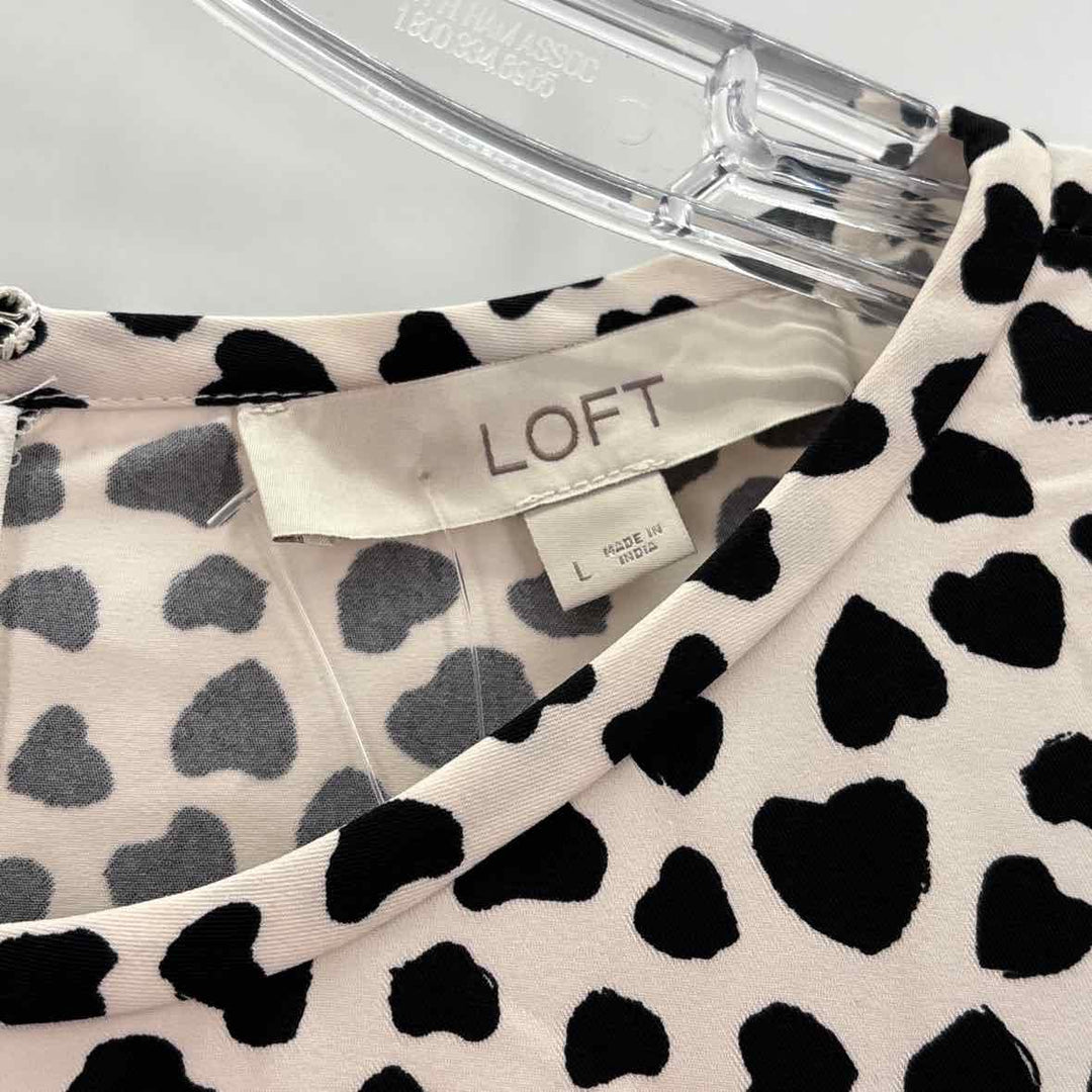 Size L LOFT White Print Dress