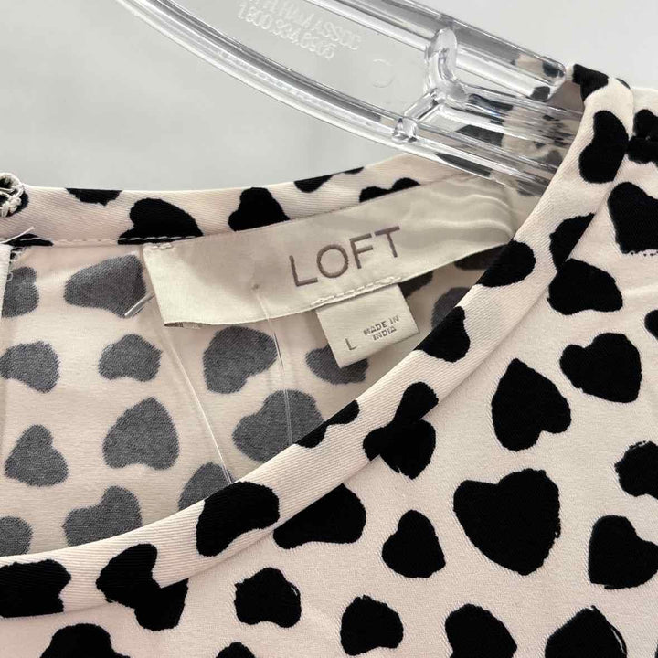Size L LOFT White Print Dress