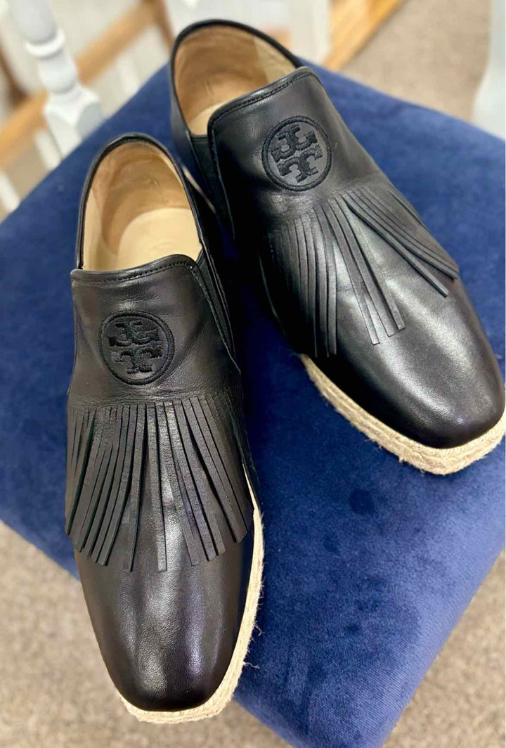 Shoe Size 10 Tory Burch Black Leather Flats
