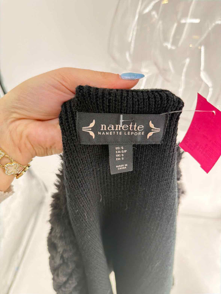 Size S NANETTE LEPORE Black Faux Fur Shirt