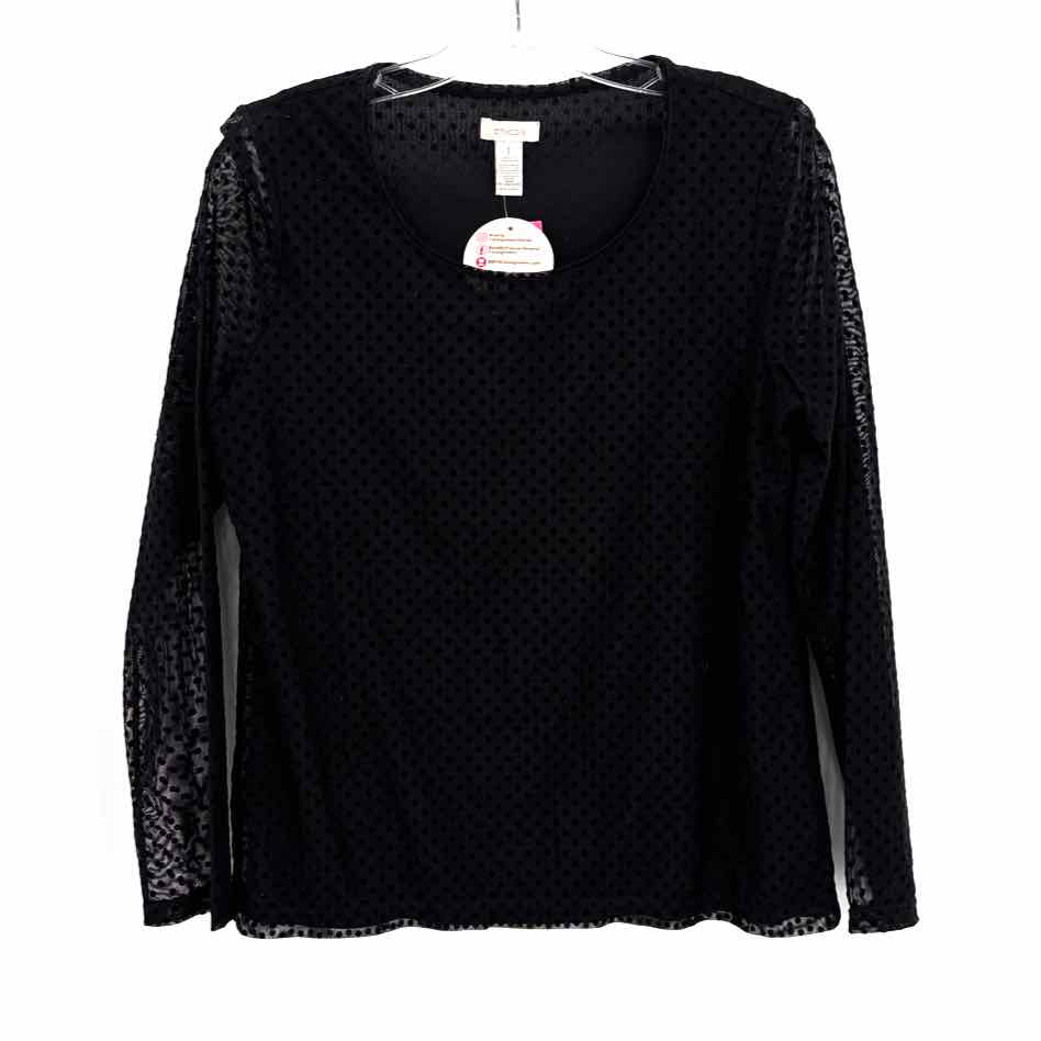 Size M Chico's Black Velvet Mesh Shirt
