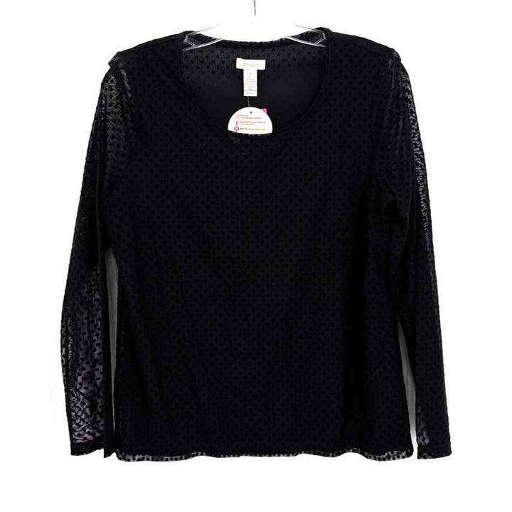 Size M Chico's Black Velvet Mesh Shirt