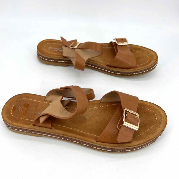 Shoe Size 9 Camel Faux Leather Sandals