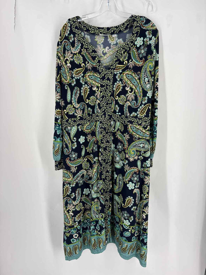 Size 1X SUSAN GRAVER Green Dress