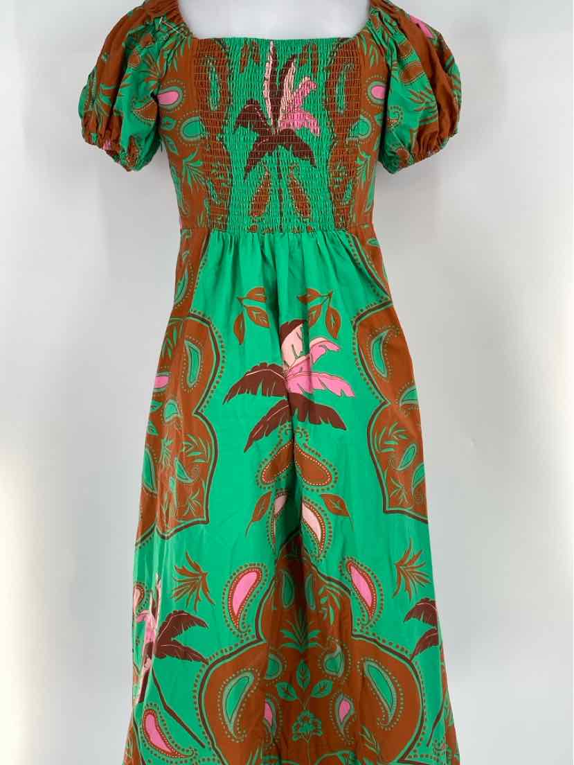 Size 14 MAEVE Green Print Dress