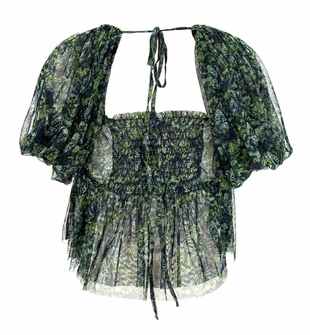 Size M FREE PEOPLE Green Mesh Shirt