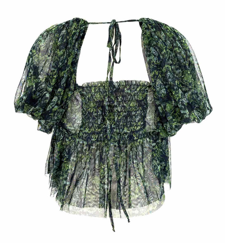 Size M FREE PEOPLE Green Mesh Shirt