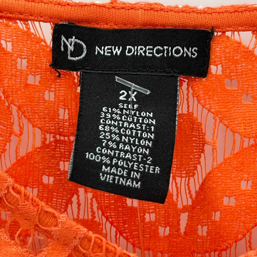Size 2X NEW DIRECTION Orange Lace Shirt