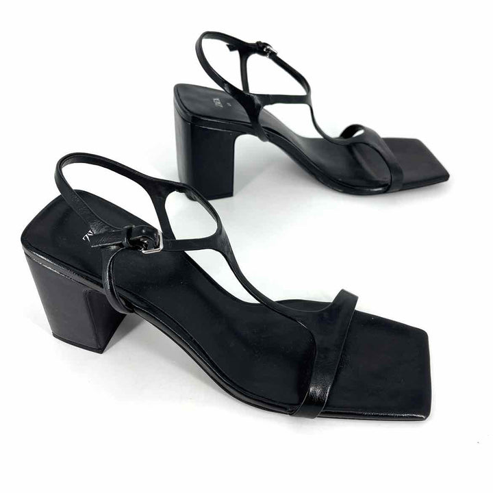 Shoe Size 41 ZARA Black Faux Leather Sandals
