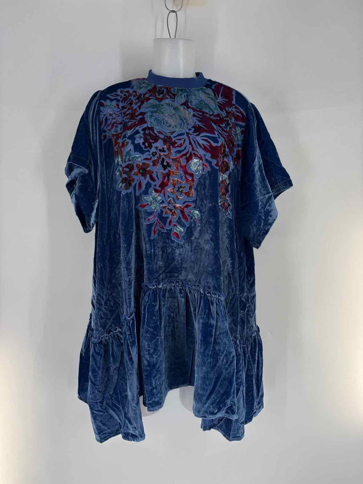 Size XS FREE PEOPLE Blue Velour Dress