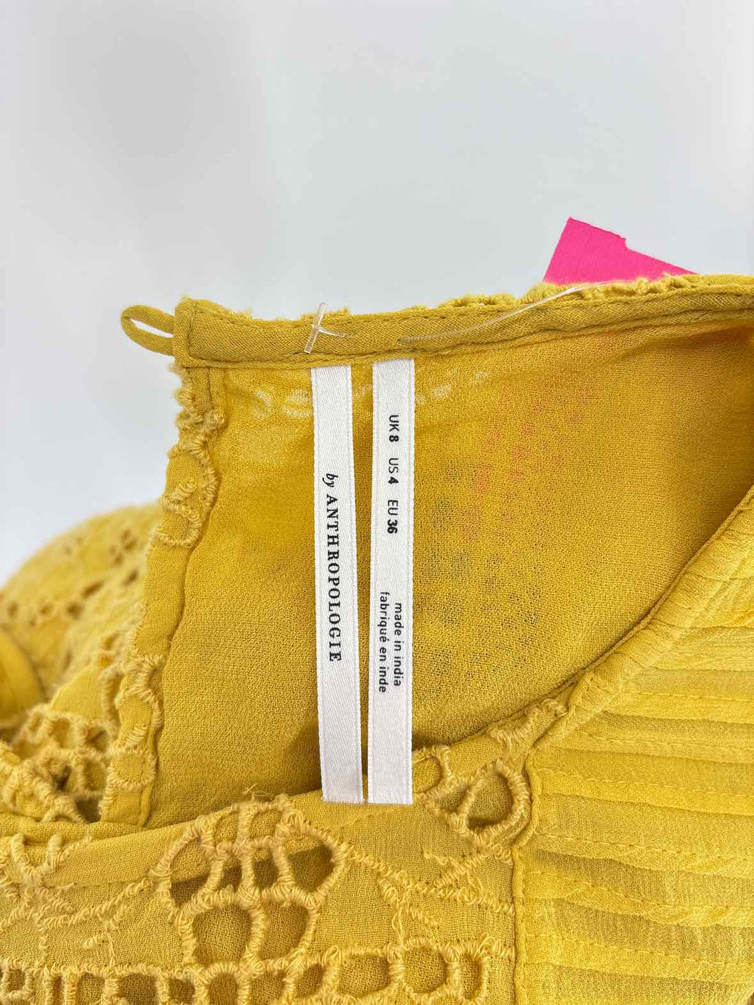 Size 4 Anthropologie Yellow Lace Shirt