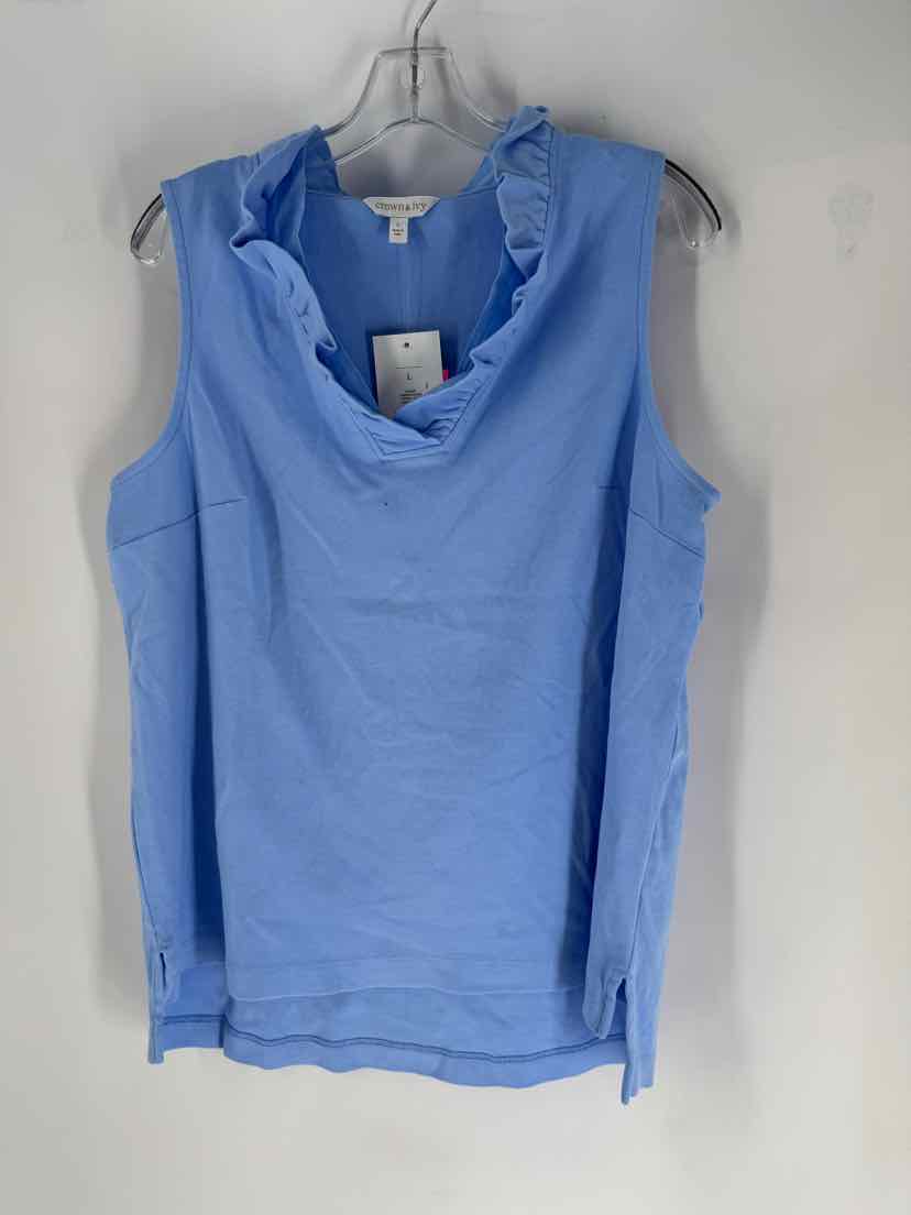 Size L CROWN & IVY Blue Shirt