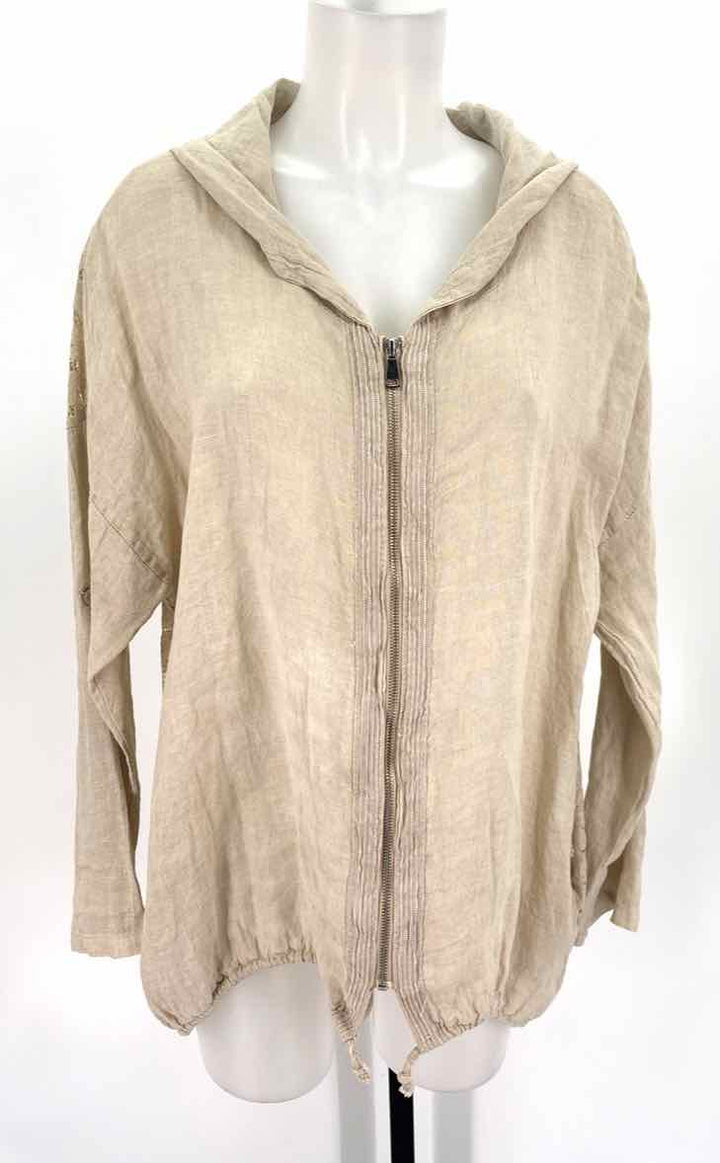 Size M TEMPO PARIS Beige Linen Lace Jacket