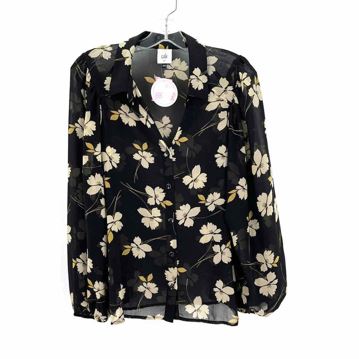 Size XS CABI Black Print Shirt