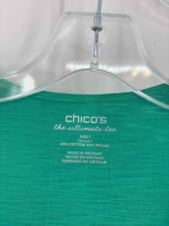 Size M Chico's Green Cotton Cardigan