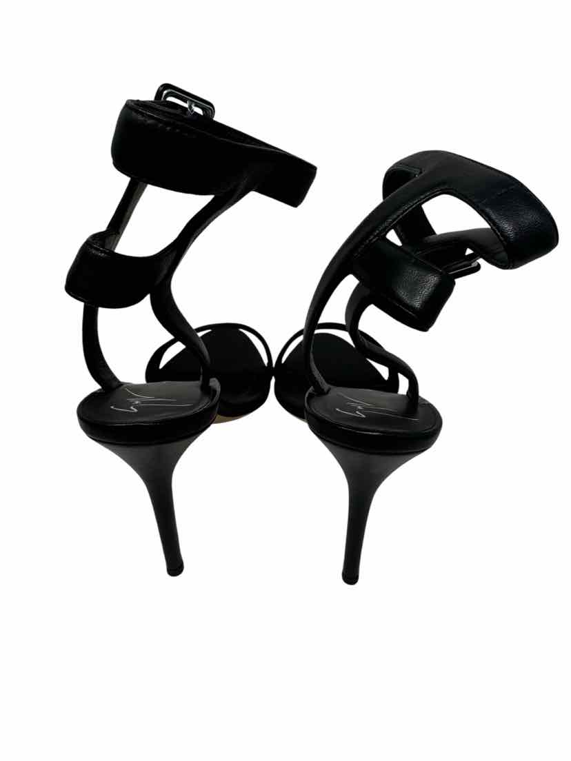 Shoe Size 40 GIUSEPPE ZANOTTI Black Leather Luxury - Pumps